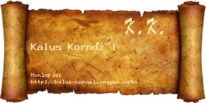 Kalus Kornél névjegykártya